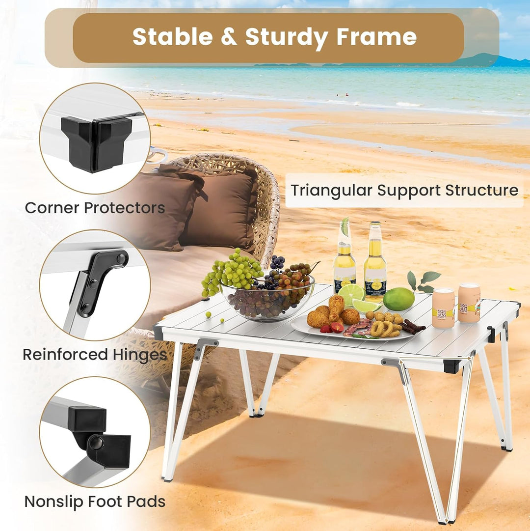 KOMFOTTEU Faltbarer & tragbarer Campingtisch mit Tragetasche, Gartentisch mit Aluminiumplatte, Pickn