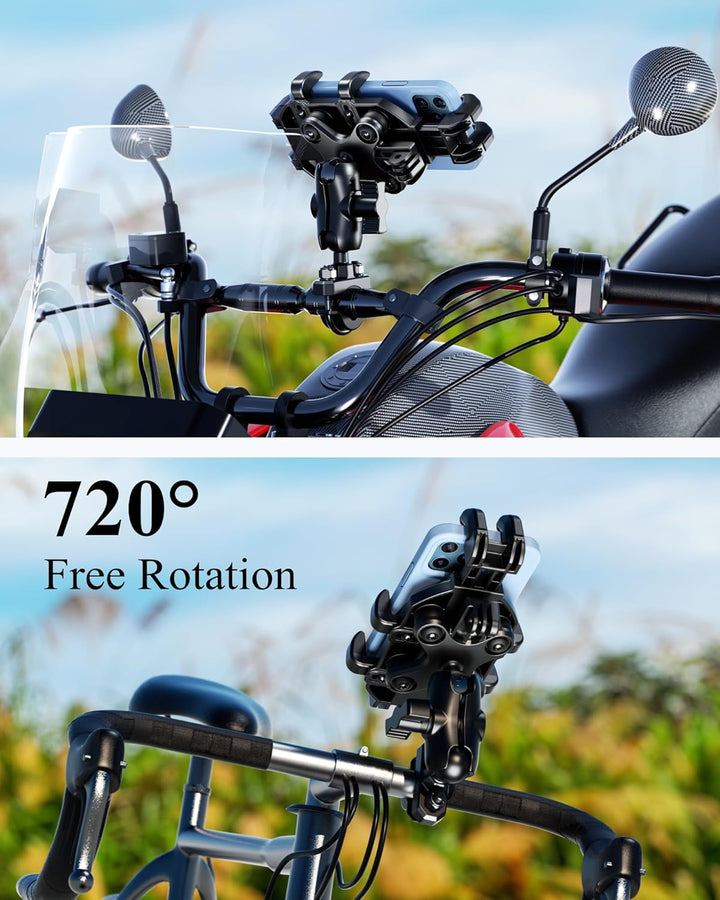 BRCOVAN Motorrad Handyhalterung mit Vibrationsdämpfer, Anti-Shake Handy Motorradhalterung, Verstellb
