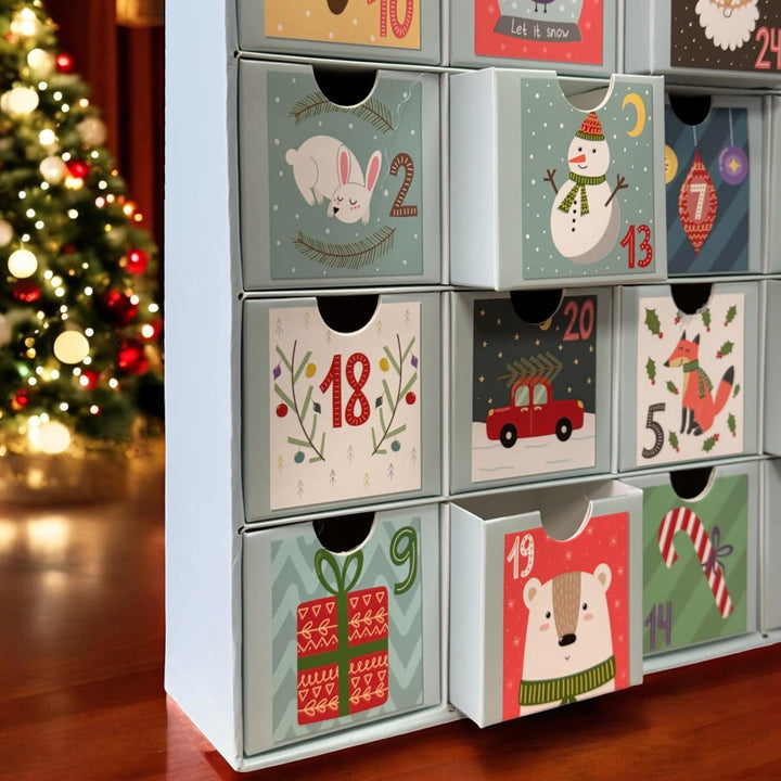 Adventskalender zum selbst Befüllen mit 24 Schubladen-Boxen, DIY-Weihnachtskalender Bastelset (Zahle