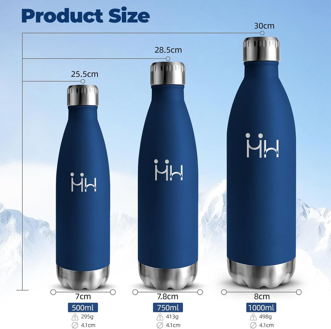 HoneyHolly Trinkflasche Edelstahl - 750ml - Thermosflasche, BPA-Frei, Trinkflaschen Sport - Auslaufs