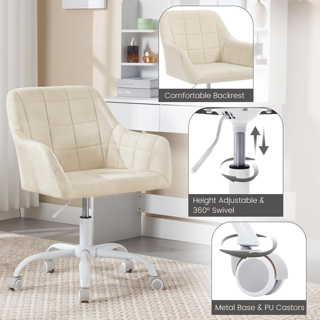 WOLTU Schreibtischstuhl drehbar, Schminktisch Stuhl, Drehstuhl mit Rollen, Bürostuhl ergonomisch, Se