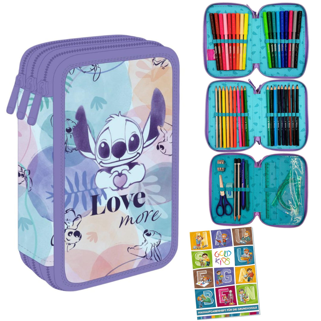 Goldkids - Federmäppchen 3 Fächer - Mäppchen für Mädchen und Jungen - Federmappe 3-Fach Federtasche