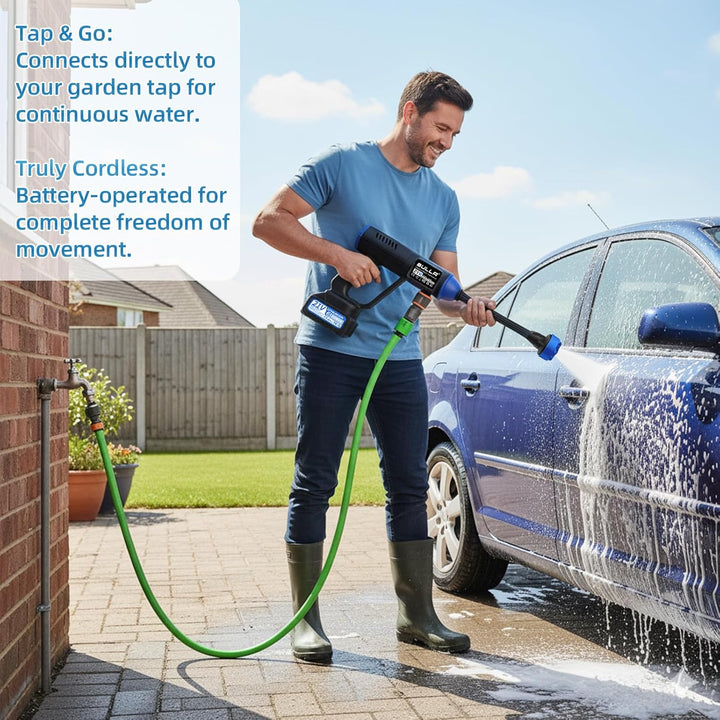Akku Hochdruckreiniger, Hydro Blast, Akku Druckreiniger mit 6-In-1, Mobiler Hochdruckreiniger mit 2