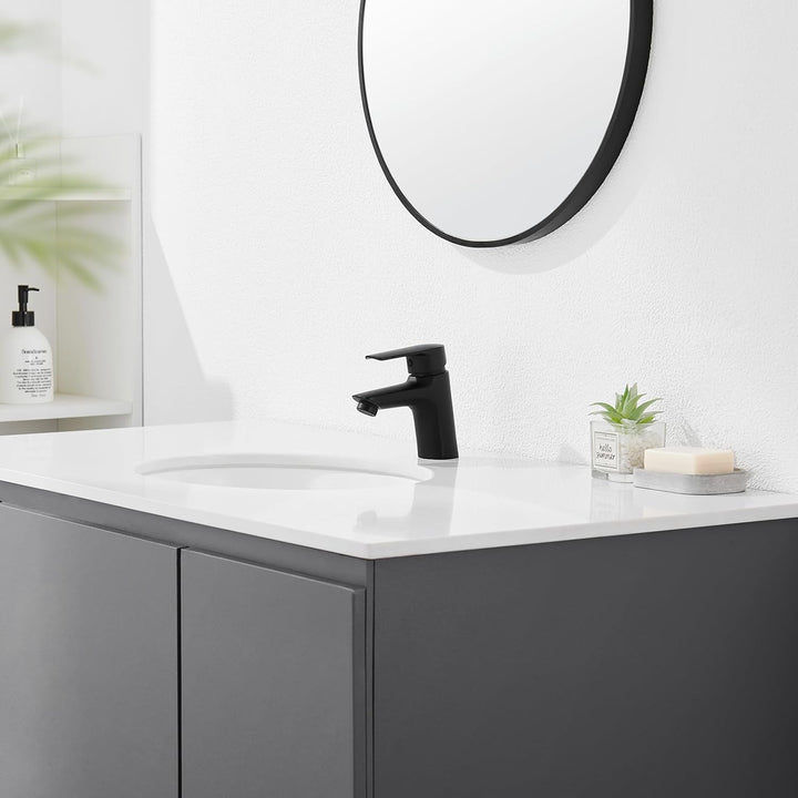 Auralum Wasserhahn Bad Schwarz, Waschtischarmatur Schwarz mit Auslauf Höhe 60 mm, Armatur Badezimmer