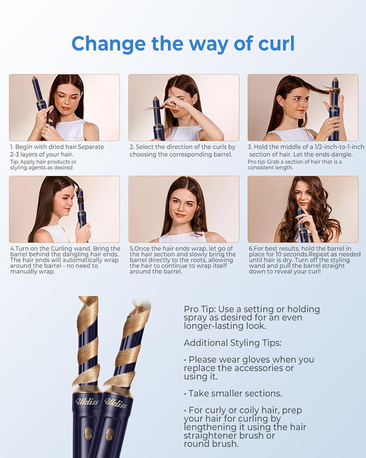 UKLISS Haartrockner &amp; Haarstyler 6 in 1, Automatisch Airflow Lockenstab, Hair Dryer, Rundbürstenföhn