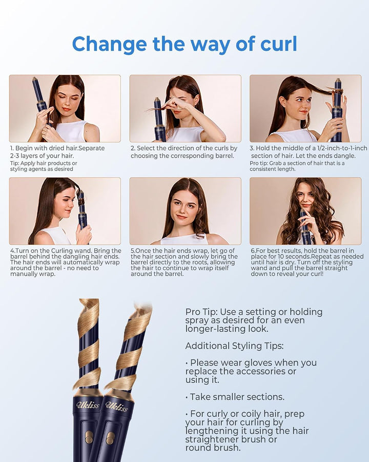 6 in 1 Haarstyler, UKLISS Pro Ionen Haartrockner Set mit Automatisch Airflow Lockenstab, Hair Dryer,