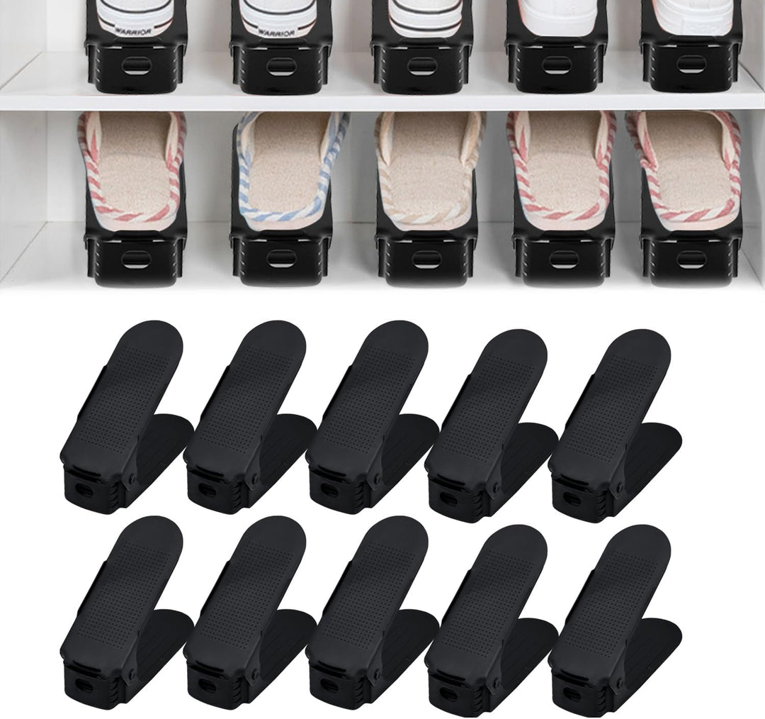 NAIZY 30 Stück Einstellbare Schuhregal Schuhstapler Schuhorganizer Platzsparend PP-Material 3 Höhenv