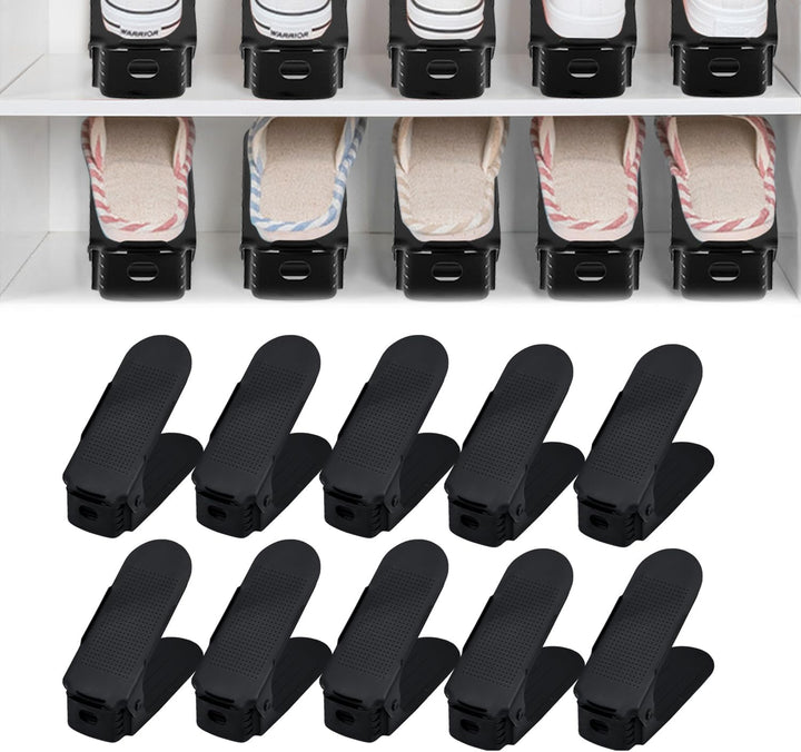 NAIZY 30 Stück Einstellbare Schuhregal Schuhstapler Schuhorganizer Platzsparend PP-Material 3 Höhenv