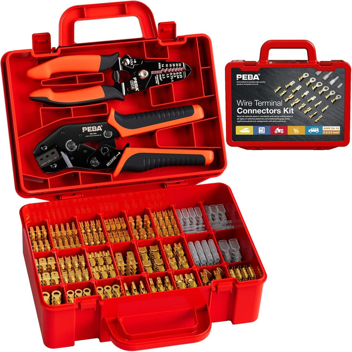 PEBA Crimpzange Flachsteckhülsen Set, Crimpzangen für 0,25-2,5mm² Flachsteckhülsen/kabelschuhe Flach