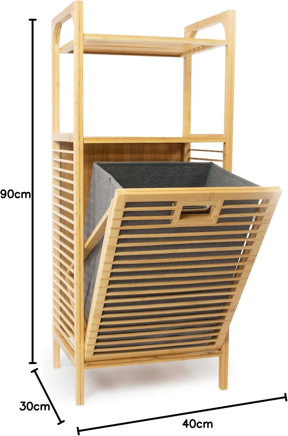 osoltus Edge Wäschesortierer - Bambus Bad-Regal mit ausklappbarem Wäschekorb - Wäsche-Schrank - Bad-