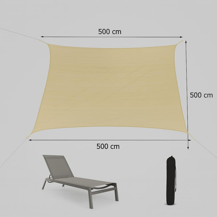 10T Patterson quadratisches Tarp 5x5 m Sonnensegel wetterbeständig atmungsaktiv 90 % Verschattung