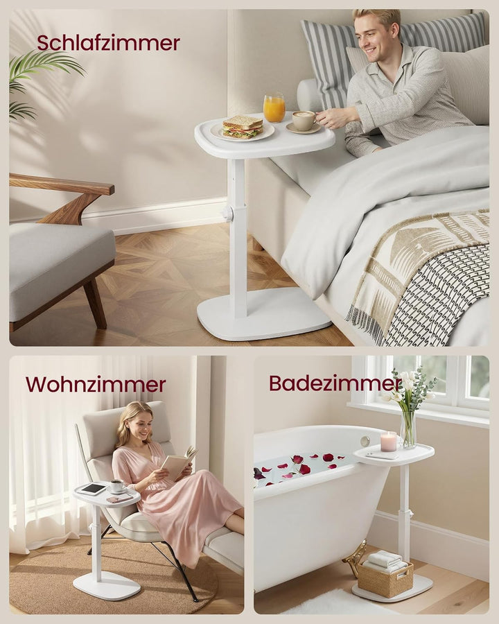 VASAGLE Beistelltisch C-Form, Sofatisch, Couchtisch für kleine Räume, Wohnzimmertisch höhenverstellb