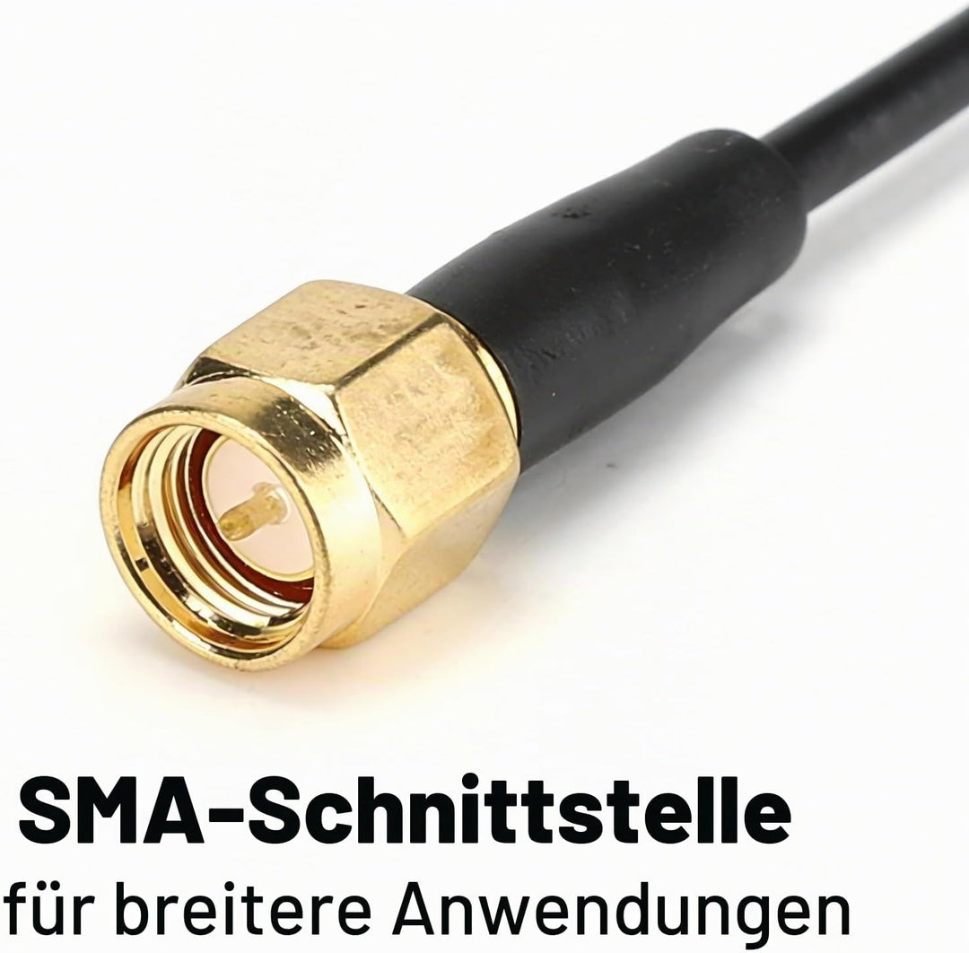FM DAB DAB+ Digitalradio Antenne 20dB Verstärkung SMA Anschluss 5M Kabellänge Klebebefestigung für A