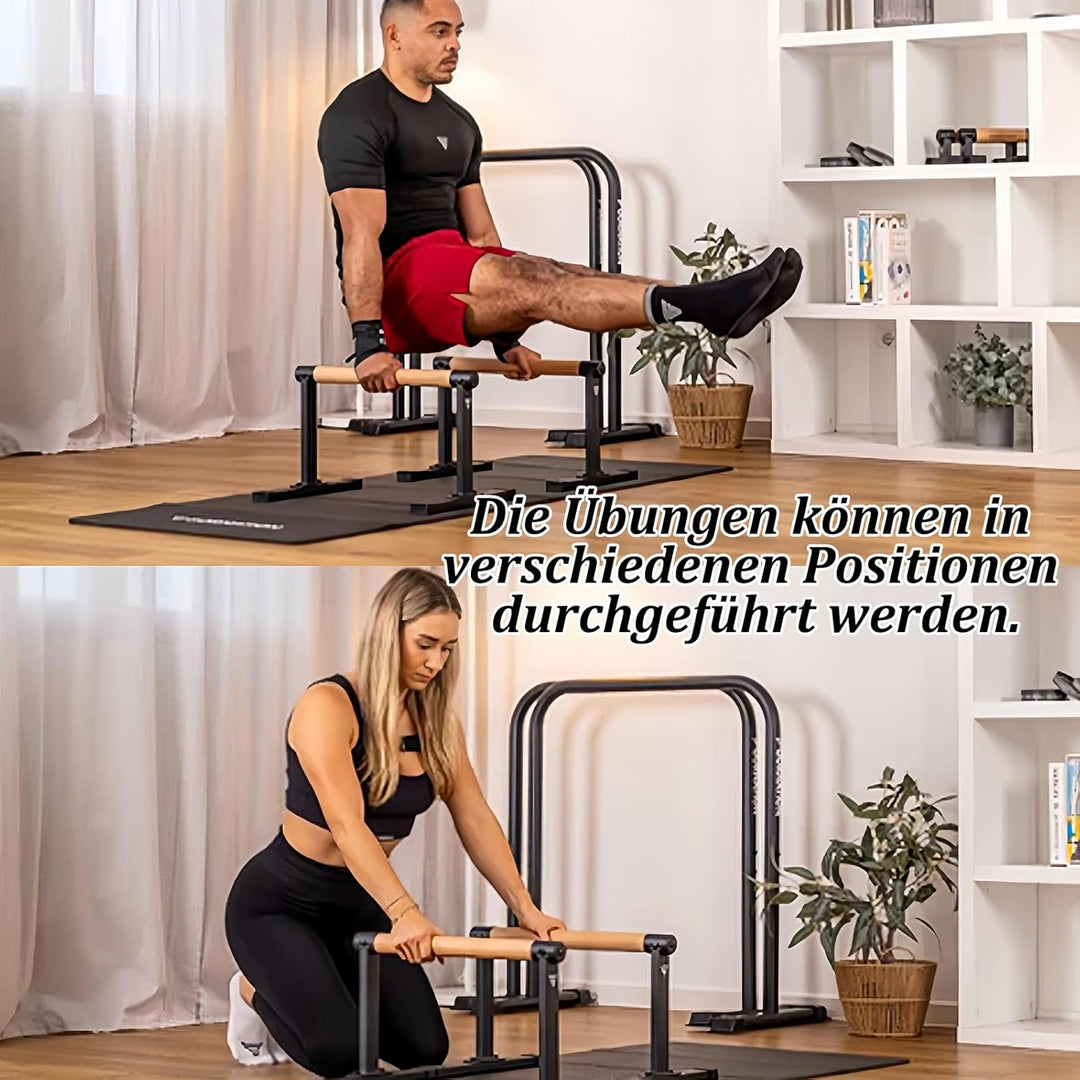 Parallettes mit Holzgriffen, Rutschfeste Handstand Griffe/Dip Bar für Calisthenics, Krafttraining &