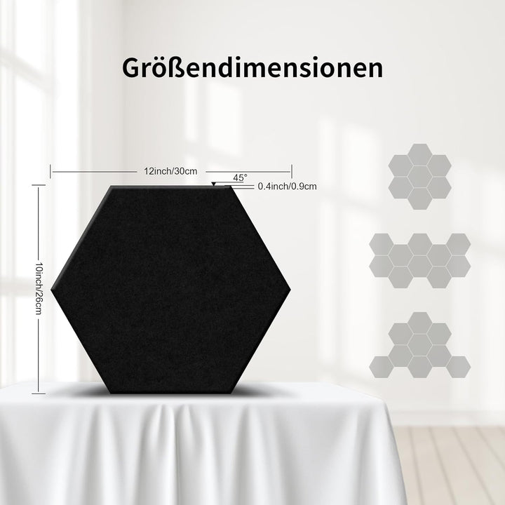 24 Stück Hexagon Akustikplatten selbstklebend, Abdeckung 1.4㎡, Schallschutz & Schalldämmung für Wänd