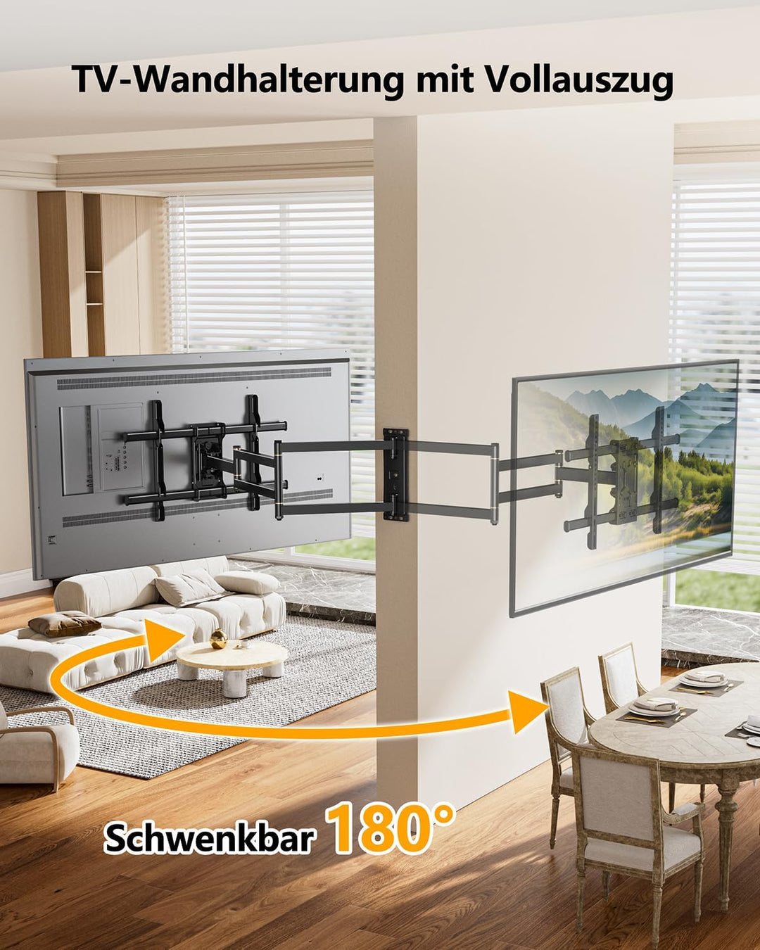 FORGING MOUNT TV Wandhalterung mit 1015mm Extra langem arm 37-75 Zoll TVs, Fernseher Halterung 180°d