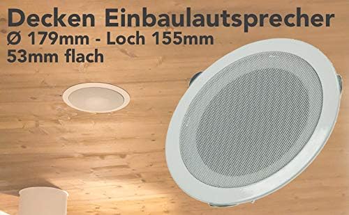 ChiliTec Einbaulautsprecher Deckenlautsprecher 80W flach Einbau Decke Wand Rund 179mm Lautsprecher f