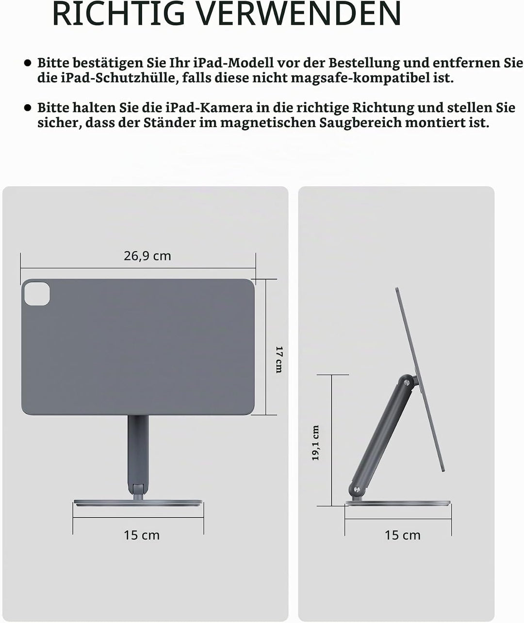 LULULOOK Aufrüstung Drehbar Magnetisch iPad Ständer, Faltbarer iPad Pro Ständer mit 360° Schwenk Bas