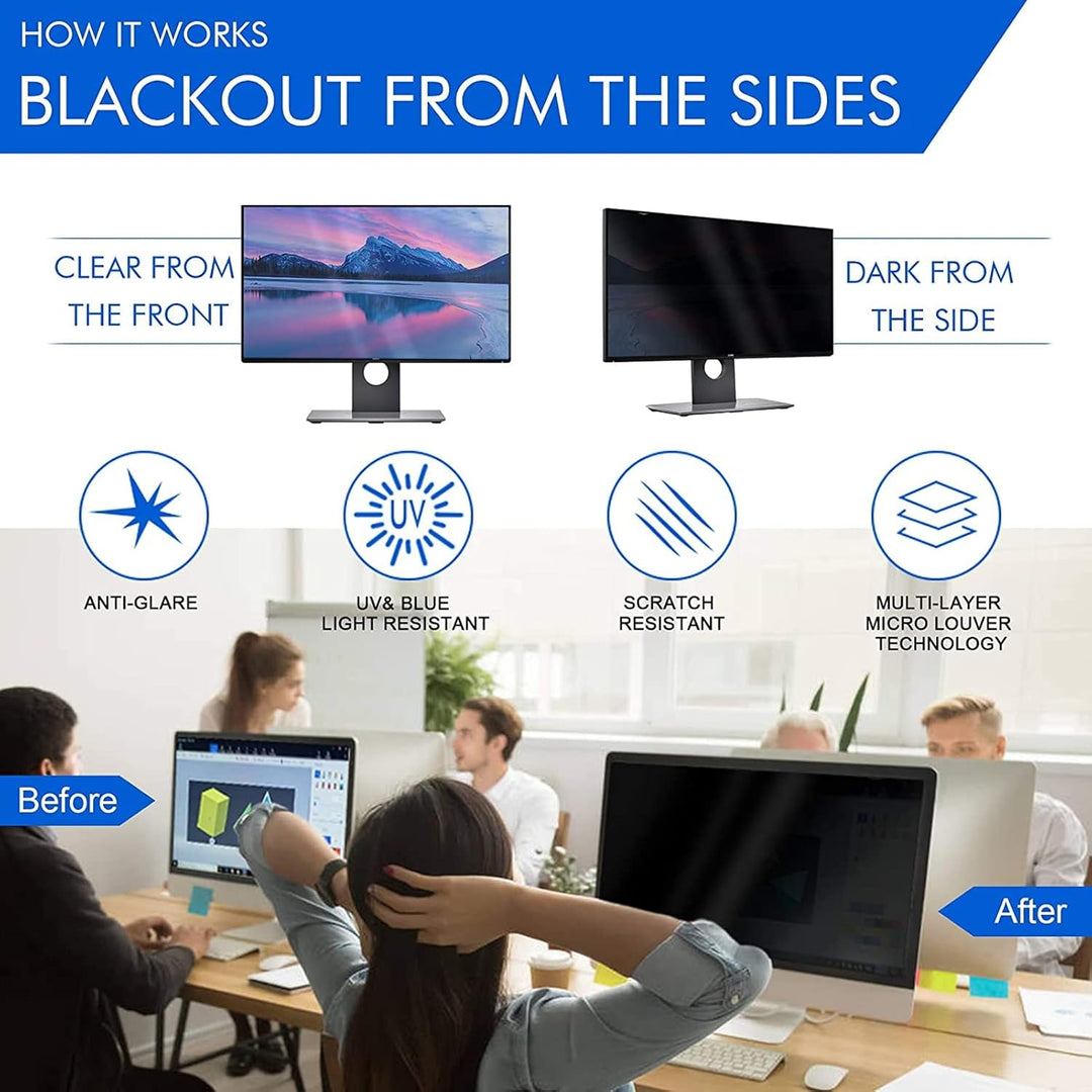 PUSOKEI 22 Zoll Computer Privatsphäre Bildschirm für 16:10 Seitenverhältnis, 2 Pack Anti-Blend Blue