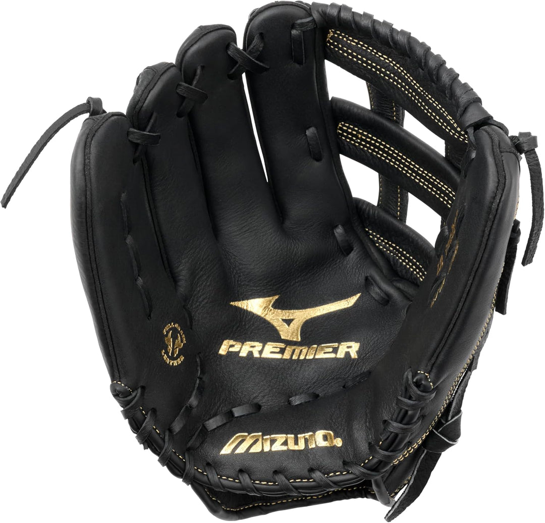 Mizuno Premier Slowpitch Softball-Handschuh-Serie Linke Hand Wurf 30,5 cm (12 Zoll) Schwarz/Gold H W
