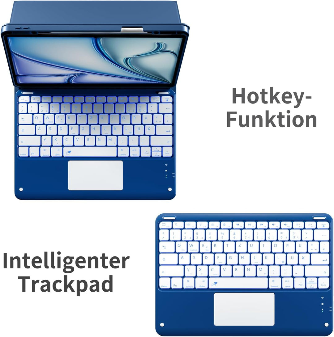 Vobafe Hülle mit Tastatur für iPad Air 13 Zoll 2025 M3/2024 M2, iPad Pro 12.9 (3. 4. 5. 6. Gen), QWE
