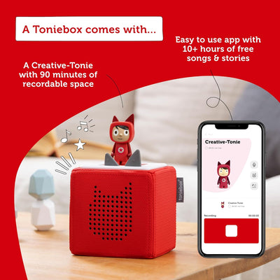 tonies Toniebox Starter Set incl 1 Creative Character, Audio Music Player Speaker for Audiobooks Son