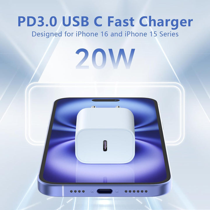 USB-C-ladegerät, für iPhone 16/15 Serie, for iPhone Schnellladegerät, PD20W, ladegerät-Typ-C, 2er Pa