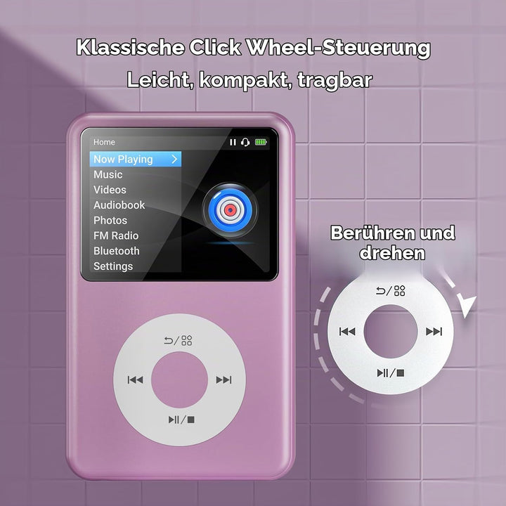 Innioasis Y1 64GB MP3 Player - Zeitlose Klasse: Touch Wheel-Steuerung, Bluetooth, Video-Player, Hörb