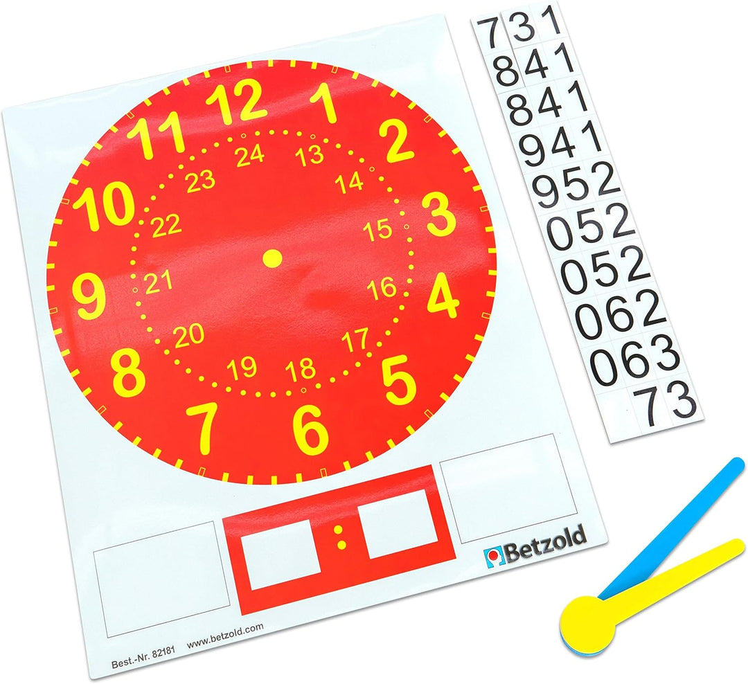 Betzold - Magnetische Tafel-Uhr - Zeitdarstellung Schule Unterricht Uhrzeit Mehrfarbig, Mehrfarbig
