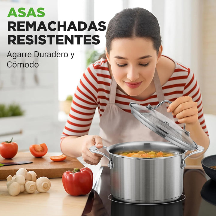 NutriChef Kochtopf Gross, 6L- Ø 35cm, Suppentopf Edelstahl Induktion für Alle Herdarten Geeignet, Ko
