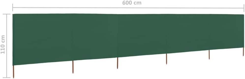 5 Paneele Windschutz Stoff 600x80cm Grün Camping Windschutz Blocker Windblocker Garten Strand Sonnen