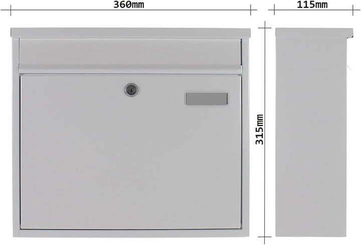 Profirst Briefkasten Mail PM 120 Weiss Zylinderschloss BxH 36x31,5cm Wandbriefkasten Namensschildhal