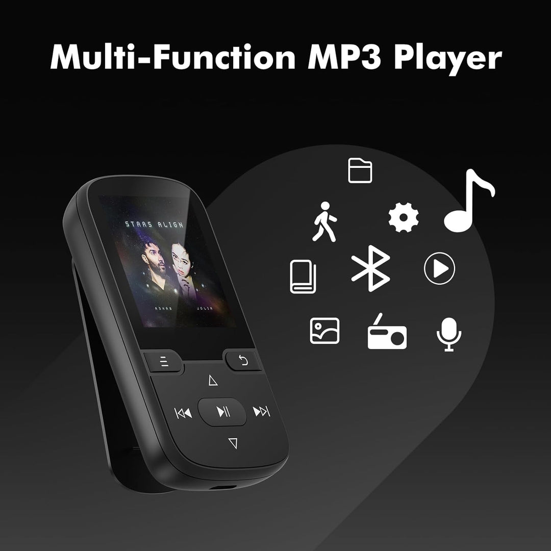 64 GB MP3 Player Bluetooth 5.3 mit Clip Kinder Tragbarer HiFi-Sport-Musikplayer (28g), FM-Radio, Sch