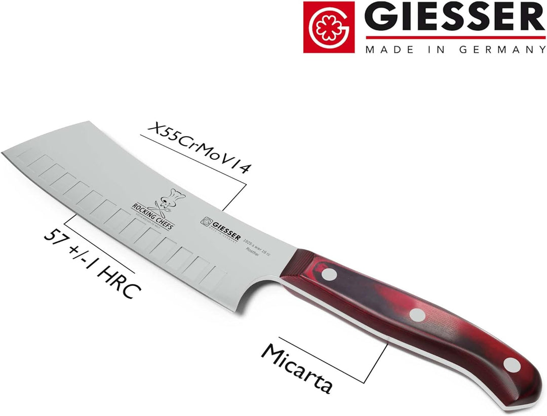 GIESSER seit 1776 - Made in Germany - Japanisches Kochmesser 16 cm, Kullenschliff Rocking Chef, Prem