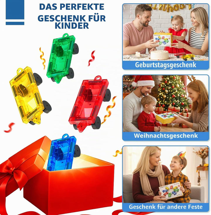 8 Stück Magnetbausteine Mini Auto Set Kompatibel mit Mini- und Standard Magnetische Bausteine Reises