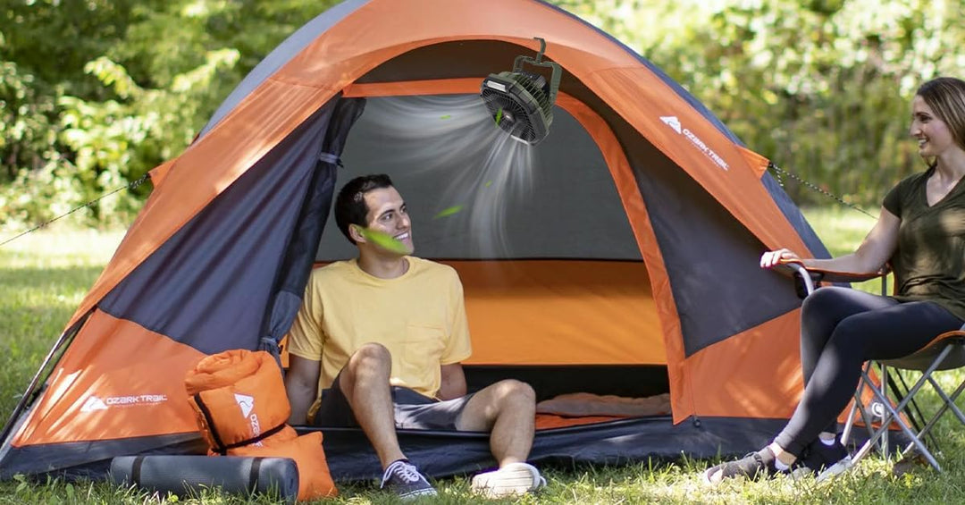 ZWOOS USB Camping Ventilator, 10400mAh Wiederaufladbar Tisch Wand/Leise Ventilator mit 4 Geschwindig