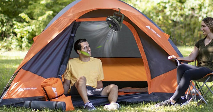 ZWOOS USB Camping Ventilator, 10400mAh Wiederaufladbar Tisch Wand/Leise Ventilator mit 4 Geschwindig