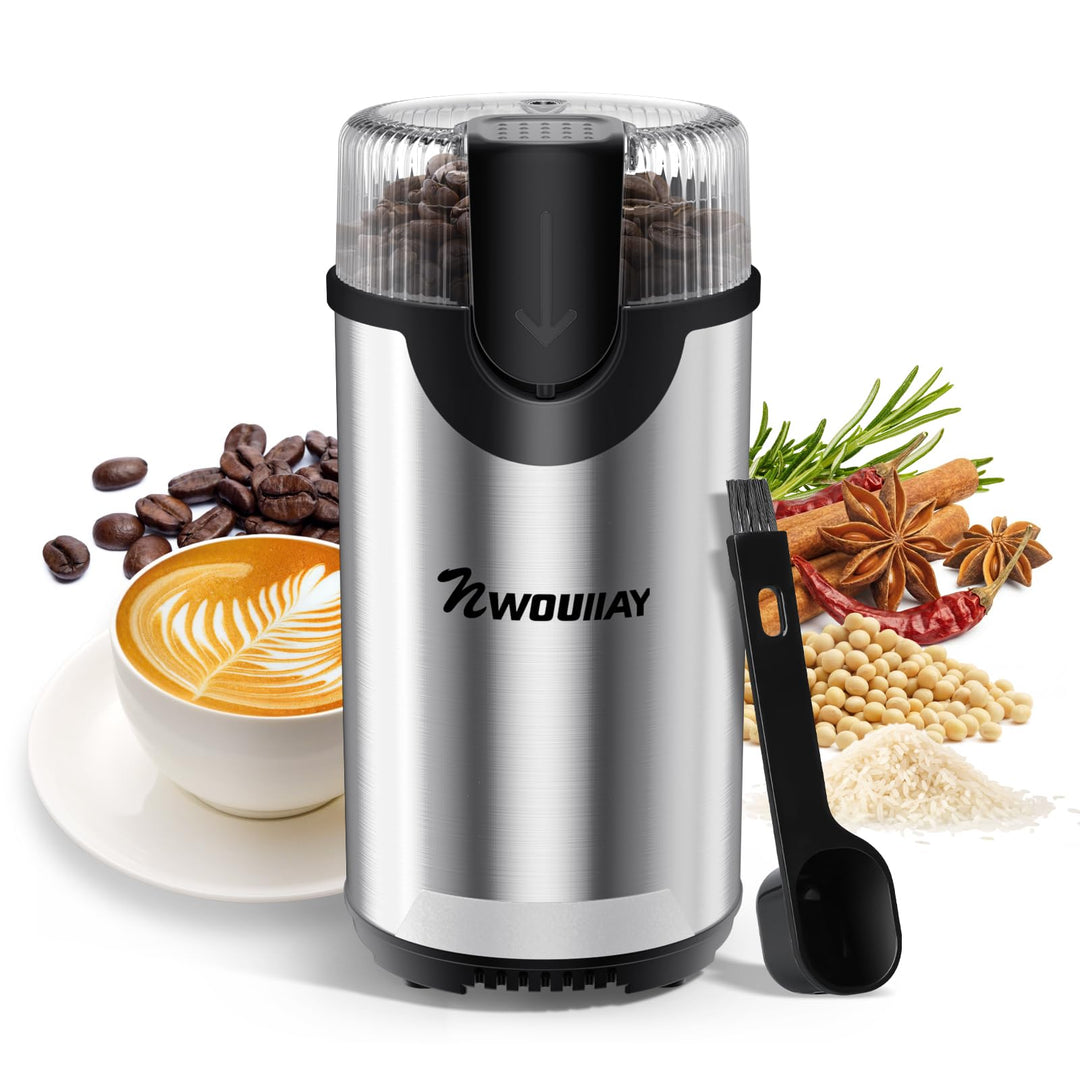 Kaffeemühle 300W Kaffeemühle Elektrisch und Gewürzkapazität bis zu 80 g Kaffeebohnen Klingen aus ros