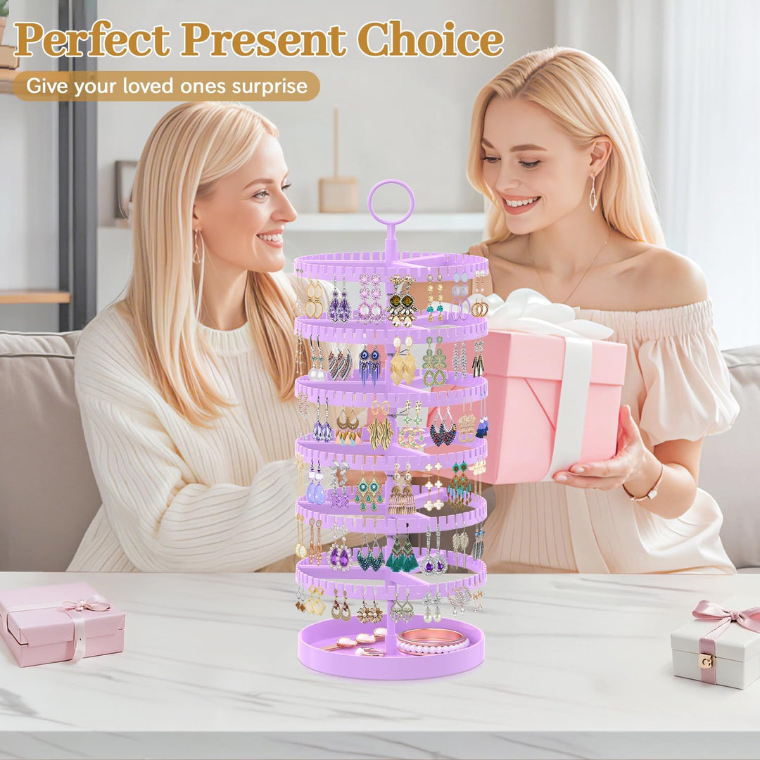 Drehender Ohrring Ständer Halter Organizer Display mit Metalltablett, 6-Stufiger Ladies Verstellbare