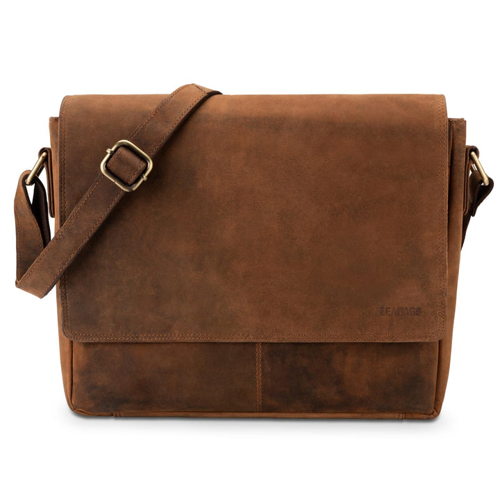 LEABAGS Leder Umhängetasche Herren & Damen I Echtleder Laptoptasche bis 14 Zoll I Messenger Bag mit