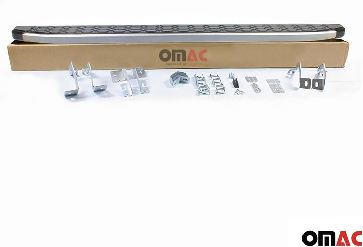 OMAC Alu Trittbretter Seitenschweller kompatibel mit Kia Sportage 2010-2015 Schwarz Silber BLACKLINE