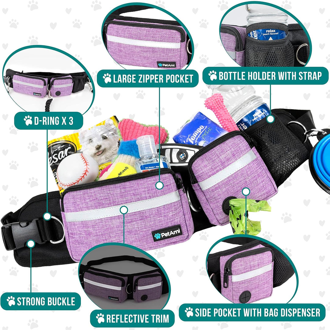 PetAmi Freihändige Hundeleine, Hundeleine, Gürteltasche zum Spazierengehen, Joggen, Hundetaille, dop