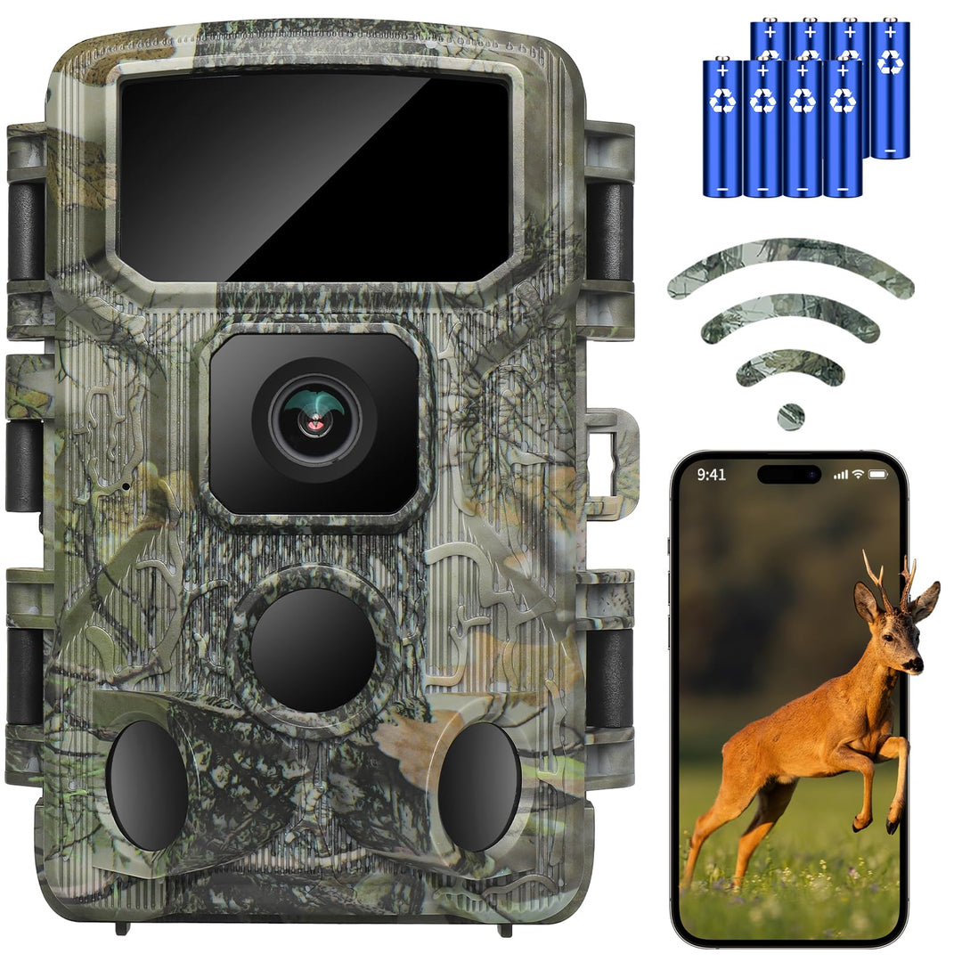 KJK Wildkamera mit Handyübertragung APP, 4K 64MP HD WLAN Bluetooth, Wildkamera mit Bewegungsmelder N
