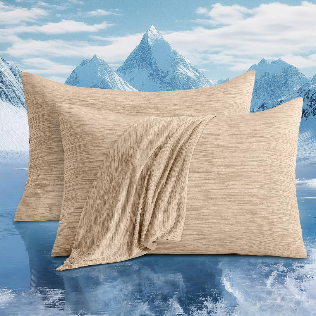 Luxear 2er Kühlender Kissenbezug 40x80cm für Nachtschweiss, Superweiche Kissenhülle, Japanische Arc-