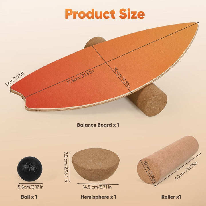 Balance Board für Erwachsene - Gleichgewichtstraining & Core Training für Heimtraining, Holz Wobble