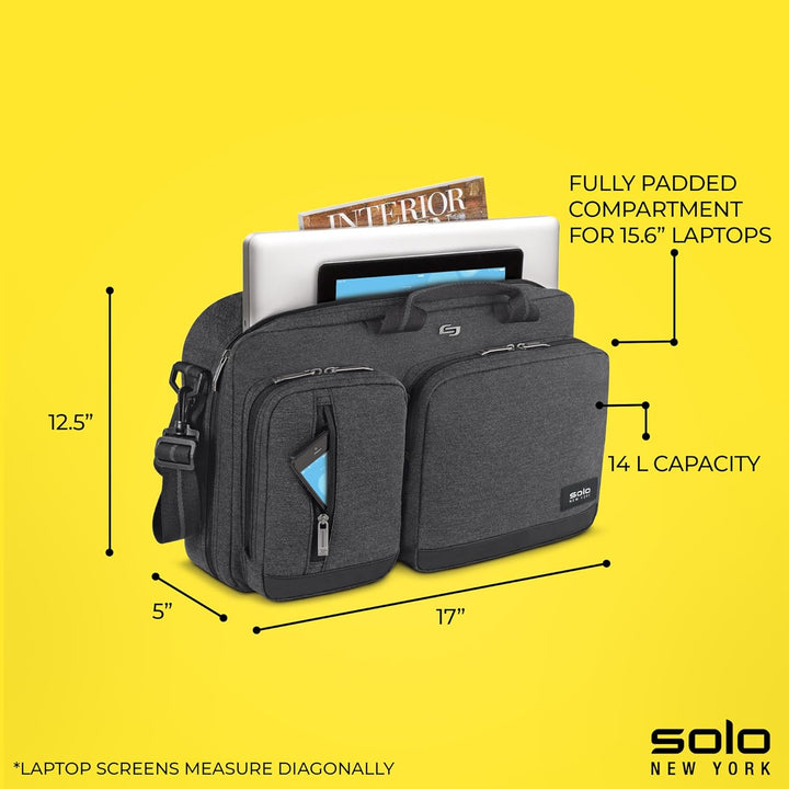 SOLO Duane 15,6 Zoll Laptop Hybrid Aktentasche, umwandelt sich zum Rucksack Grau, Grau