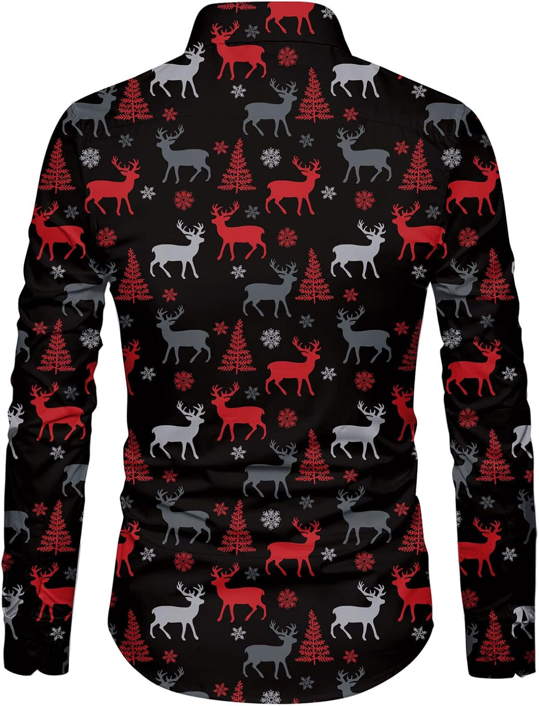Goodstoworld Weihnachtshemd Herren Weihnachten Muster 3D Bedruckte Langärm Slim Fit Stehkragen Bügel