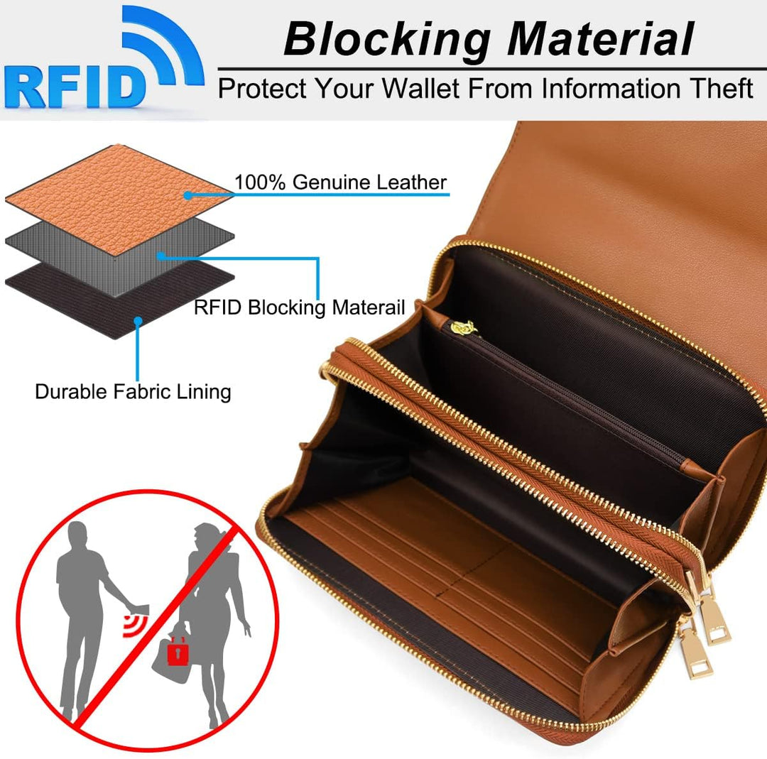 REETEE Handytasche Zum Umhängen Leder Damen Kleine Umhängetasche RFID Schutz Geldbörse Damen,Crossbo