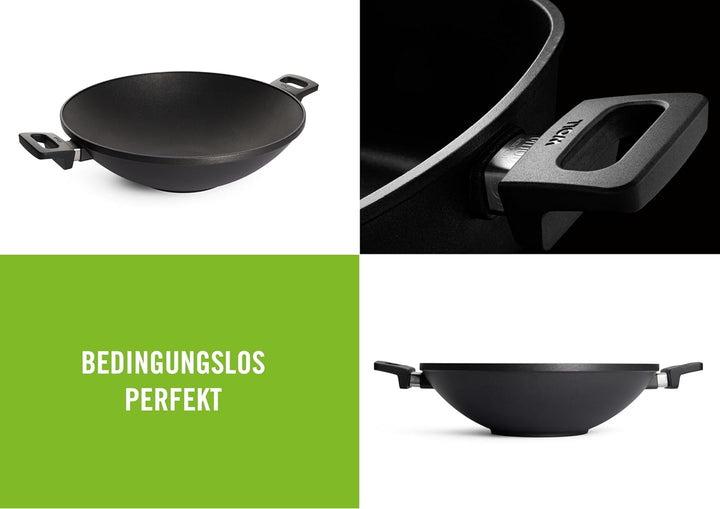 Woll 1136ILL Guss Wok Induktion Titanium Nowo 36 cm Durchmesser, 11 cm hoch mit zwei Seitengriffen i