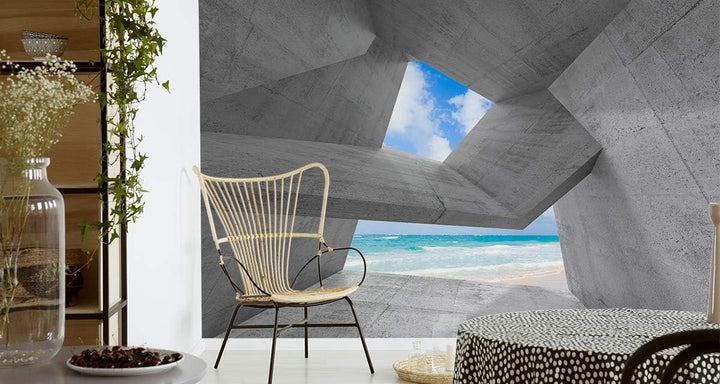 Muralo Fototapete 3D Effekt 180 x 270 cm Vlies Wand Tapete Tunnel Abstraktion Optische Täuschung 3D